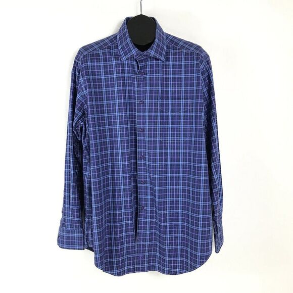 David Donahue Long Sleeve Button Up Shirt Men's XL Plaid 100% Cotton Workwear - Picture 1 of 12
